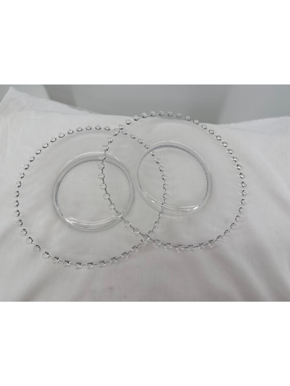 Imperial Candlewick Clear Glass Round Vanity Tray Plant Saucer Set Lot 2